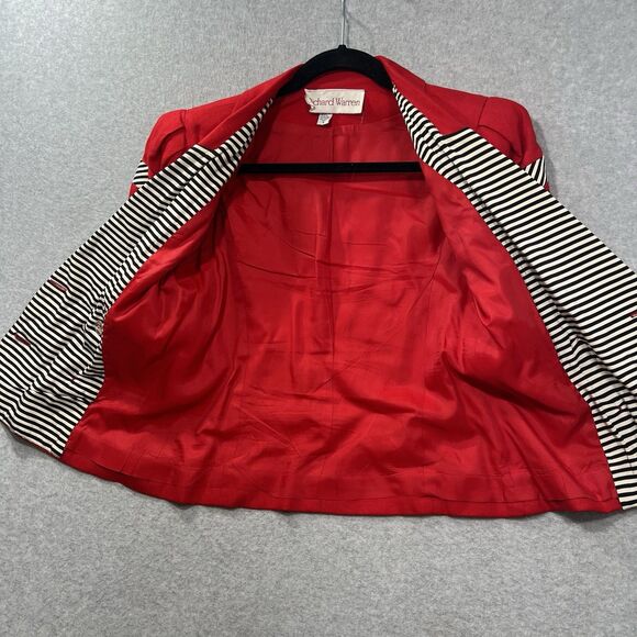 VINTAGE Richard Warren RED Short Sleeve Jacket Sz 6 double breasted 80s - Picture 11 of 16